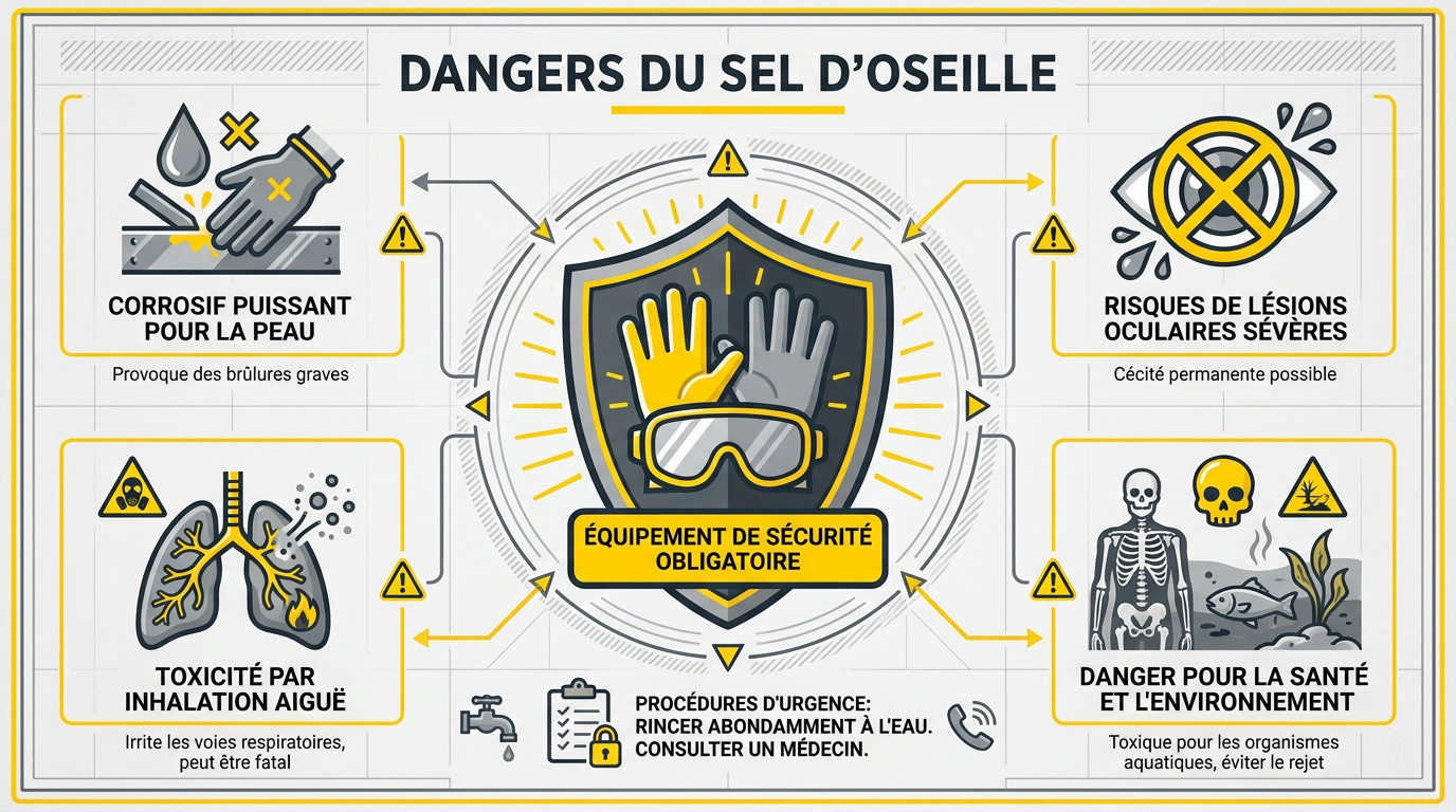 Précautions de sécurité pour manipuler le sel d'oseille avec gants et masque